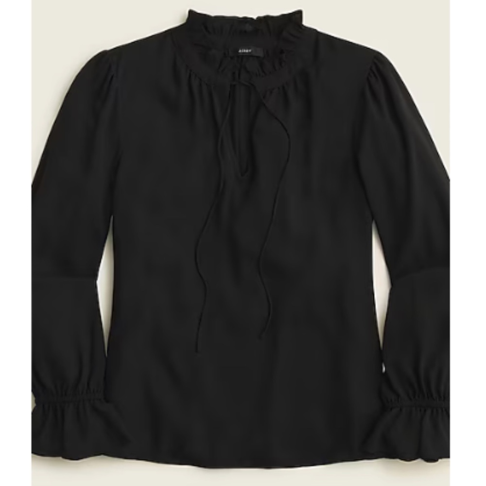 Drapey ruffle tie-neck top